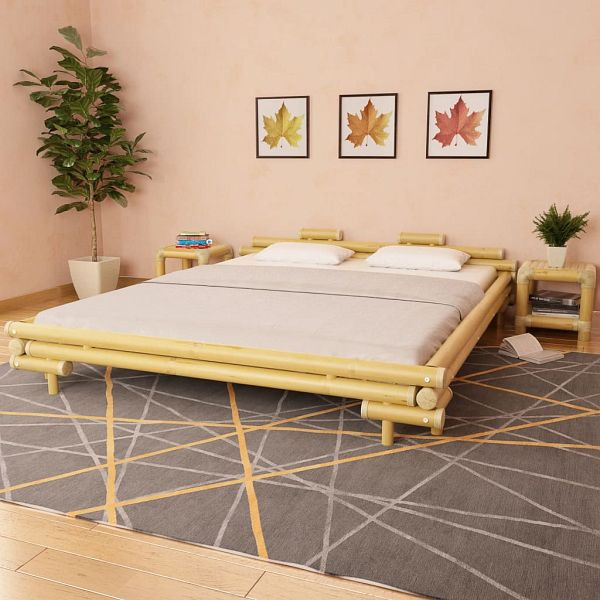 vidaXL Bettgestell Bambus 180x200 cm, Material: Bambus und natürliches Rattan, 247292