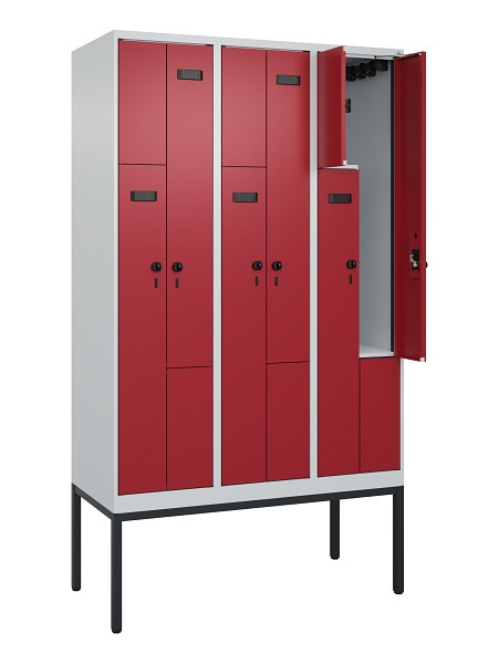 C+P Z-Spind Evolo PLUS, Gestell, 6 Fächer, 2120x1200x500mm, 7035/3003, Drehriegel, 0490337-326 S10010