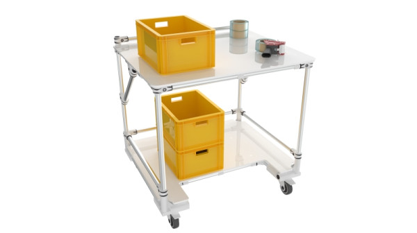 TRILOGIQ Mobiler Arbeitstisch mit Ablage, 950 x 800 x 900 mm, 20396-01