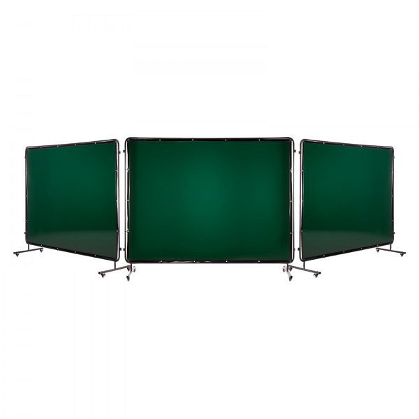 VEVOR Schweißvorhang mit Rahmen, 3-teilig, 1740 x 2340 mm, flammhemmend, 12 Räder, UV-Schutz, Dunkelgrün, SMPF68FTYKJL3GT47001V0