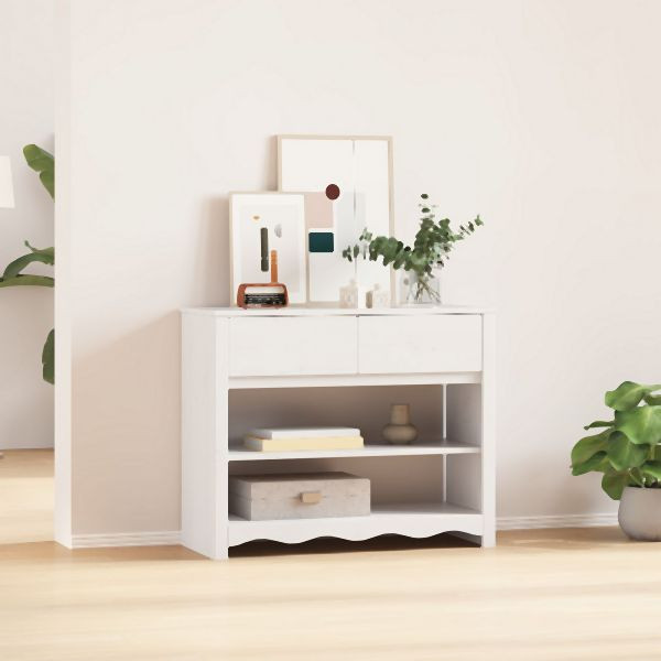 vidaXL Konsolentisch "DRAMMEN" Weiß 89,5x37x73 cm Massivholz Kiefer, 42003047
