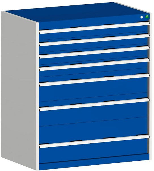 bott cubio Schubladenschrank bestückt mit 7 Schubladen BxTxH: 1050 x 750 x 1200 mm, RAL 7035/5010, 40029029.11V