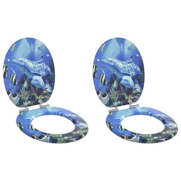 vidaXL Toilettensitz 2-teilig Blau 44 x 38 cm MDF-Platte, 3414536