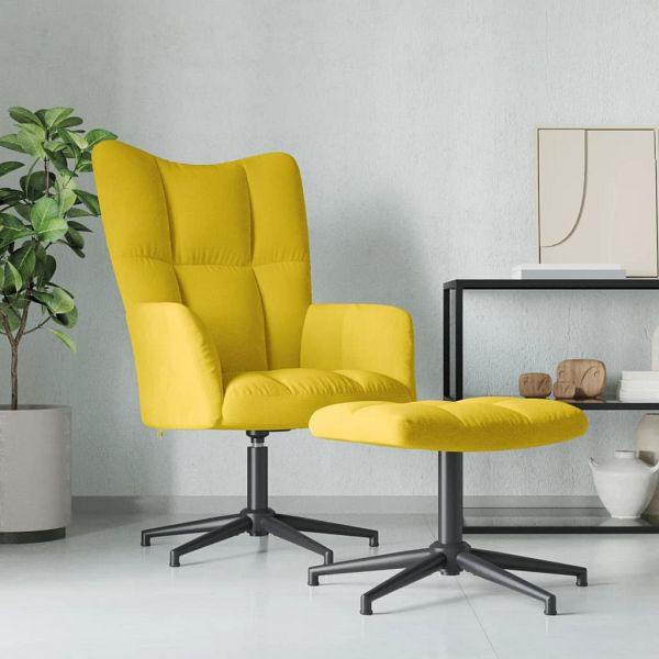 vidaXL Relaxsessel mit Hocker Senfgelb Samt, Füllung: Schaumstoff, 328113