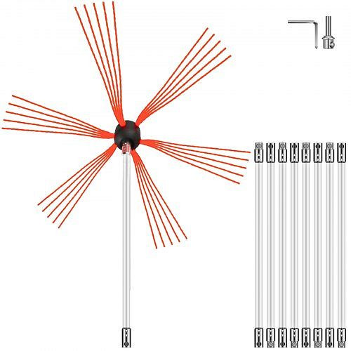 VEVOR Schornsteinbürste 9 m, Schornsteinfegerbesen 30 mm Bürstenlänge Kaminkehrbesen, 101-305 mm Schornsteinstangen, YCS9M000000000001V0