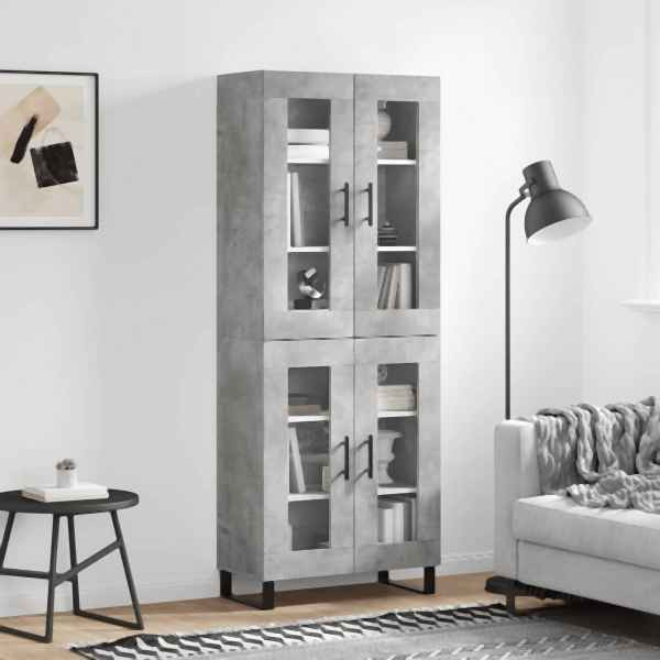 vidaXL Highboard Betongrau 69,5x34x180 cm Holzwerkstoff, 3198301
