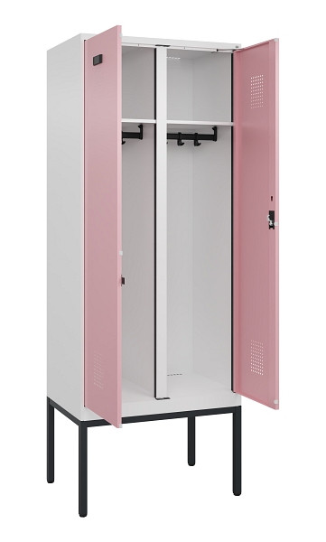 C+P Schwarz-Weiß-Spind Evolo PLUS, Gestell, 2 Abteile, 2120x800x500mm, 9016/3015, Zylinderschloss, 0490327-22 S10045