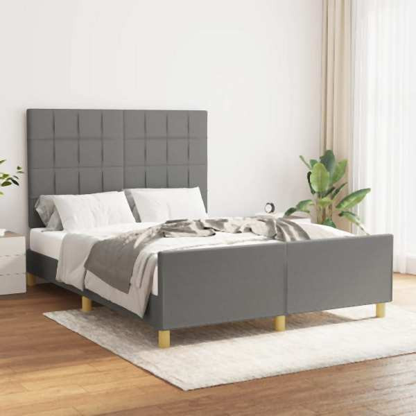 vidaXL Bettgestell mit Kopfteil Dunkelgrau 140x200 cm Stoff, 3125058