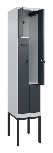 C+P Z-Spind Evolo PLUS, Gestell, 2 Fächer, 2120x400x500mm, 7035/7016, Drehriegel, 0490337-122 S10006