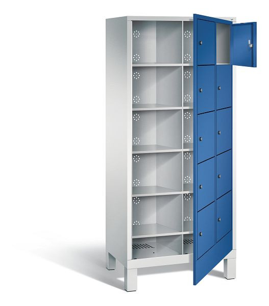 C+P Wäsche-Sammelschrank Evolo, H1850xB810xT500mm, Farbe: Lichtgrau / Enzianblau, 48060-205 S10000