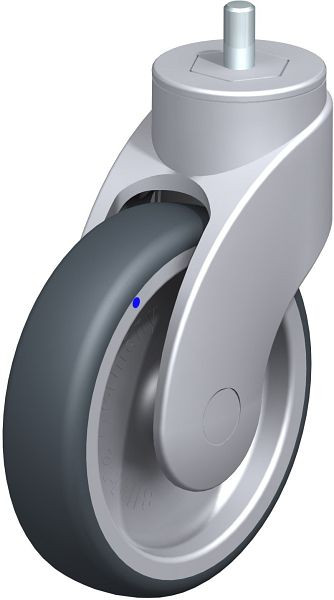 Blickle LWGX-TPA 126G-GSX10 Kunststoff-Lenkrolle WAVE, rostfrei, mit Gewindestift, Thermoplastisches Gummi-Elastomer, Grau, 745491