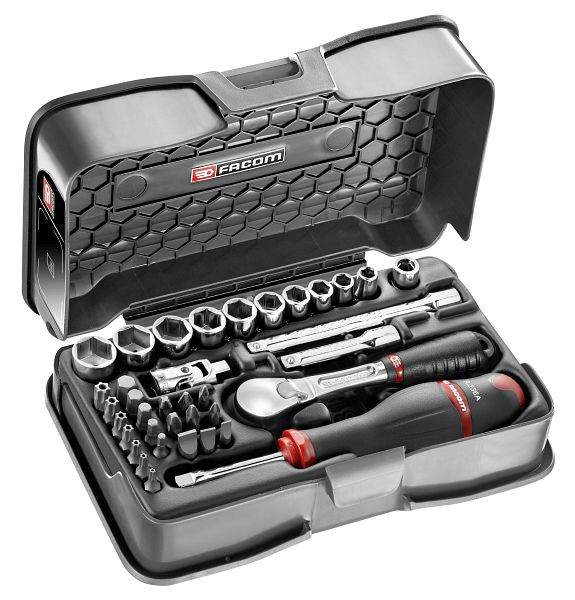 Facom Steckschlüsselsortiment 1/4", 6-Kant, metrisch, und Einsätze - 37 Teile - RL.161, RL.161-6P6