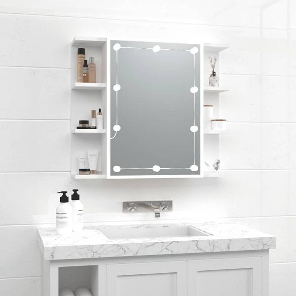 vidaXL Spiegelschrank mit LED Weiß 70x16,5x60 cm, 808873