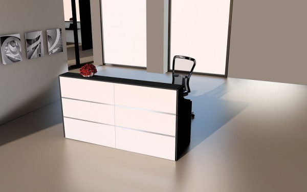 Kerkmann Theke Cento 3, B 2000 x T 800 x H 1100 mm, weiß/anthrazit (Montage), 21385210-1