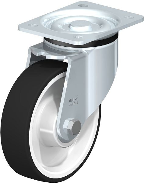 Blickle LK-POTH 160K Stahlblech-Lenkrolle, schwere Ausführung, mit Anschraubplatte, Thermoplastisches Polyurethan, Grau, 741378