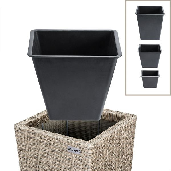 casaria Polyrattan Blumentopf 3er-Set Creme, 106646