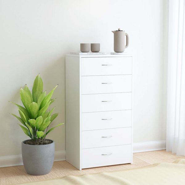 vidaXL Sideboard mit 6 Schubladen Weiß 50x34x96 cm Holzwerkstoff, 800666