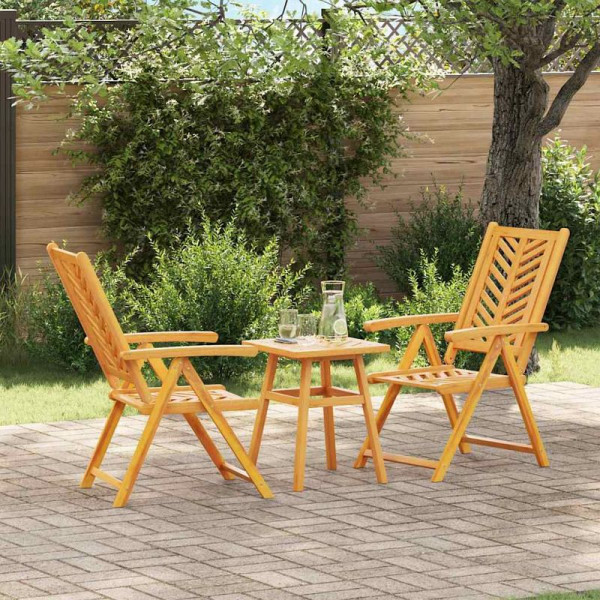 vidaXL Garten Bistro Set, 3er Set, Braun Akazie Massivholz, 3154120
