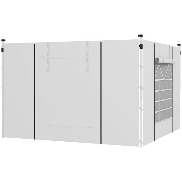 Outsunny Pavillon-Vorhänge, 2er-Set, für 3x6m oder 3x3m Gartenpavillons, mit Fenstern und Türen, Weiß, 84C-437V00WT
