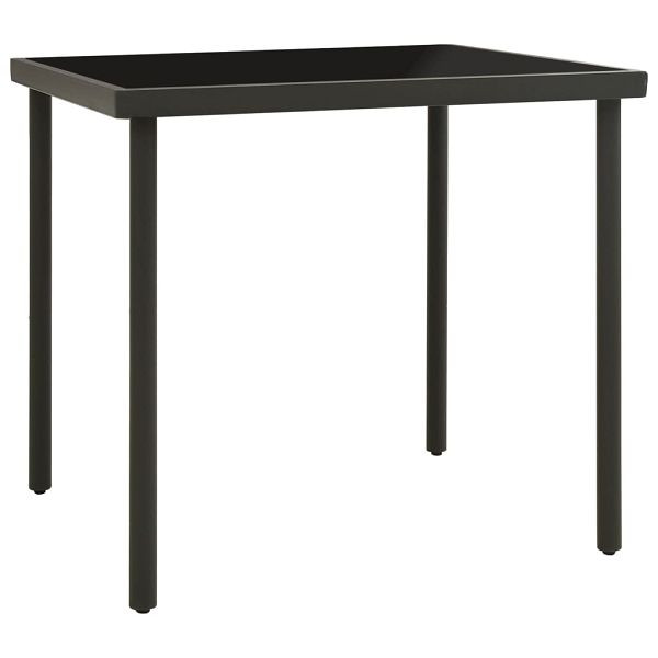 vidaXL Garten-Esstisch Anthrazit 80x80x72 cm Glas und Stahl, 313092