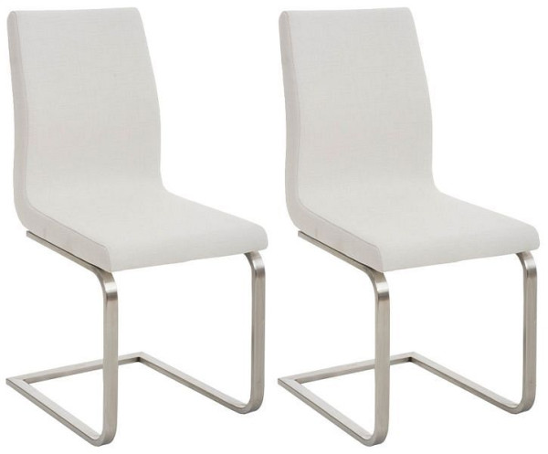 CLP 2er Set Esszimmerstühle Belfort Stoff, weiß, 322819