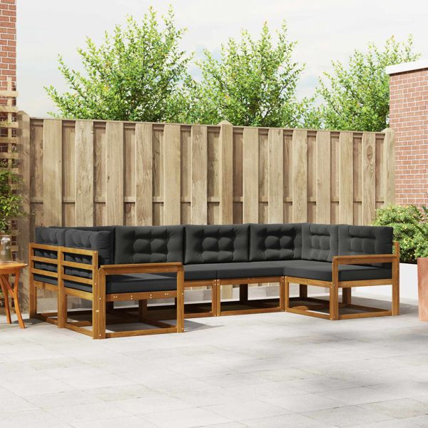 vidaXL Outdoor-Sofagarnitur mit Kissen 6-teilig Natur und Anthrazit, 3368060