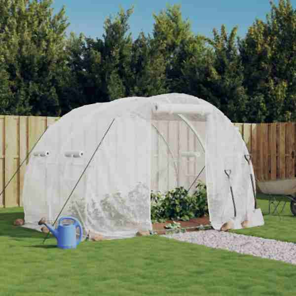 vidaXL Gewächshaus mit Stahlrahmen Weiß 6 m² 3x2x2 m, 364079