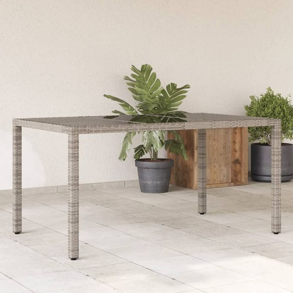 vidaXL Gartentisch mit Glasplatte Grau 150x90x75 cm Poly Rattan, 365532