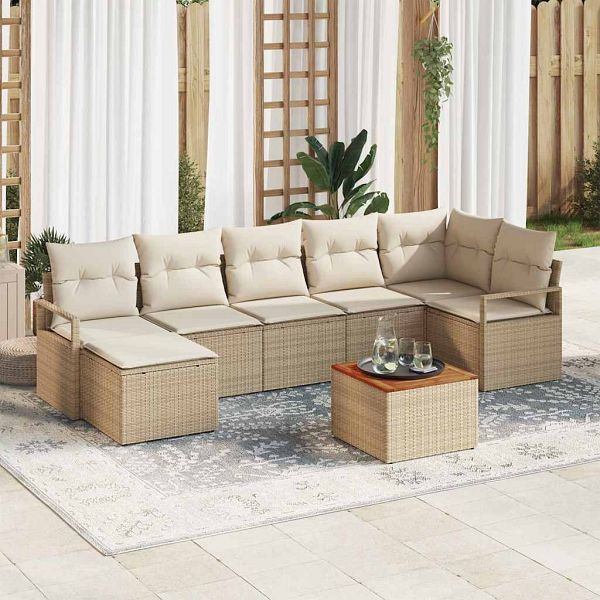 vidaXL Garten-Sofa-Set 8-teilig Beige und Weiß, 3356405