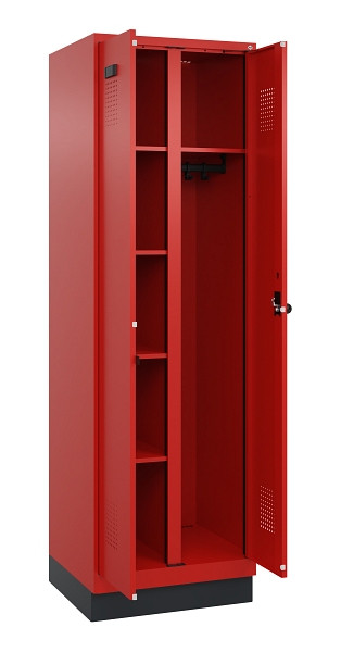 C+P Wäsche-/Garderobenspind Evolo PLUS, mit Sockel, 2 Abteile, 1950x600x500mm, 3, Frontfarbe RAL 3020 Verkehrsrot, Drehriegel, 049620-20 S10025