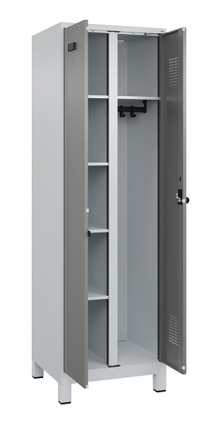C+P Wäsche-/Garderobenspind Evolo PLUS, mit Füßen, 2 Abteile, 1950x600x500mm, 7, Frontfarbe 0005000 RDS Stahlgrau, Drehriegel, 049610-20 S10014