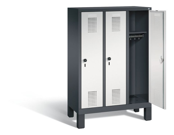 C+P Kindergarten-Spind Evolo, H1350xB900xT300mm, Farbe: Schwarzgrau / Lichtgrau, 480103-30 S10038