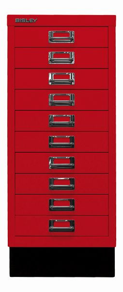 Bisley MultiDrawer, 29er Serie mit Sockel, DIN A4, 10 Schubladen, kardinalrot, L2910S670