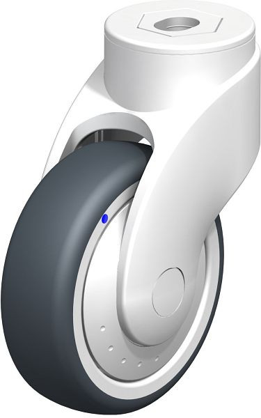 Blickle LWKX-TPA 101XK-11-FK Kunststoff-Lenkrolle WAVE, rostfrei, mit Rückenloch, Thermoplastisches Gummi-Elastomer, Grau, 744661