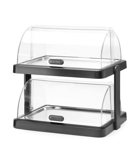 Hendi Rolltop-Kühldisplay doppelt, schwarz mit 4 Kühlelemente, 871812