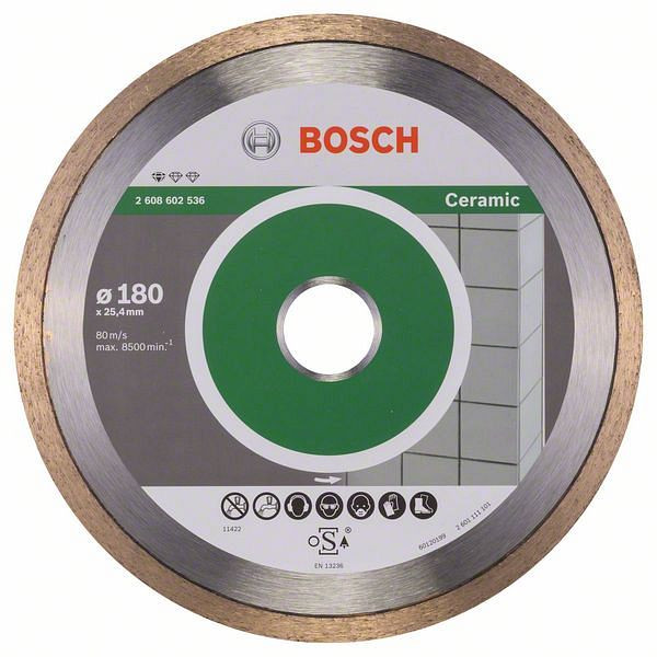 Bosch Diamanttrennscheibe Standard for Ceramic, 180 x 25,40 x 1,6 x 7 mm, 2608602536
