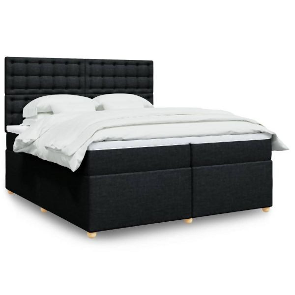 vidaXL Boxspringbett mit Matratze Schwarz 200x200 cm Stoff, 3291403