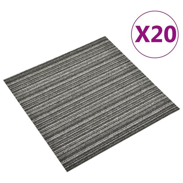vidaXL Teppichfliesen 20 Stück 5 m² 50x50 cm Gestreift Anthrazit, 147308