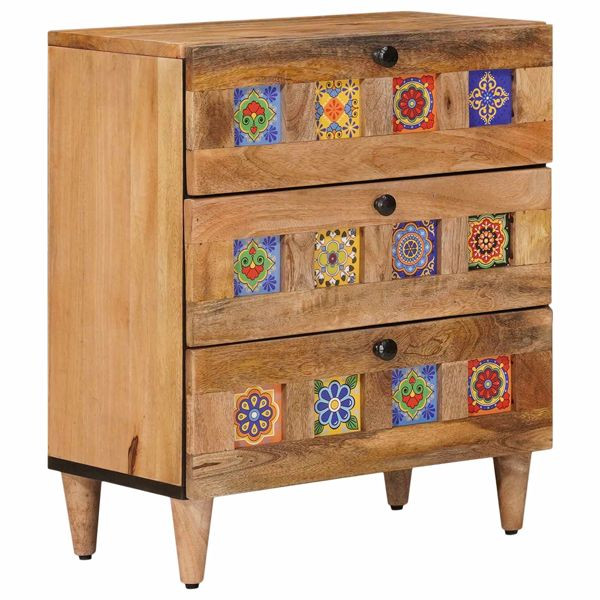 vidaXL Nachttisch Natur 50 x 33 x 62 cm Massivholz Mango, 4018269