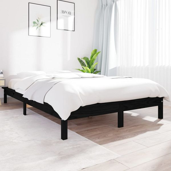 vidaXL Massivholzbett Schwarz 150x200 cm Kiefer, 820550