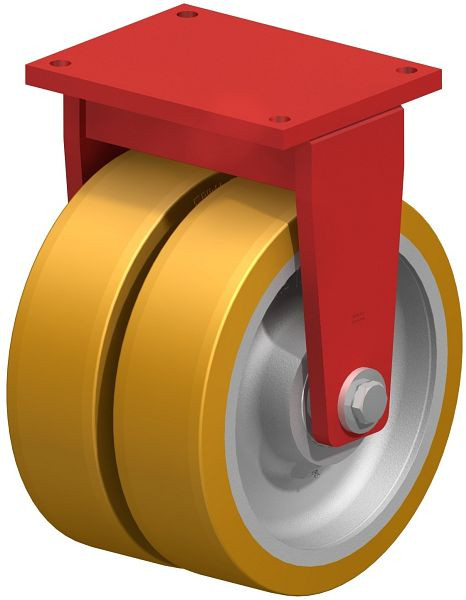 Blickle BSD-GTH 504K Stahlgeschweißte Schwerlast-Doppel-Bockrolle, Blickle Extrathane®, Hellbraun, 759457