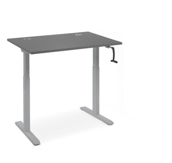 Deskin Schreibtisch manuell höhenverstellbar Flex Modul K, Dekor Anthrazit, Gestell Alusilber, B 1200 x T 800 x H 710-1190 mm, 360336