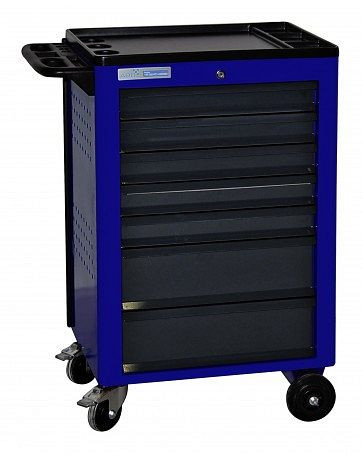 ADB Werkstattwagen Basic mit 7 Schubladen, Maße: 960 x 610 x 450mm (HxBxT), Farbe Korpus: blau, RAL 5010, Farbe Front: grau, RAL 7016, 21025