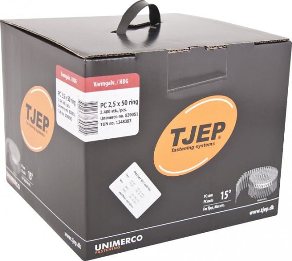 TJEP PC25/50 Rillennagel feuerverzinkt, Rundkopf, Box 2.400 Stück, PC Nägel, 839051