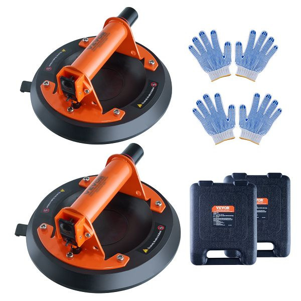 VEVOR 2er Set Saugheber aus NBR φ203mm 99-278kg Glassauger -20-60°C Vakuum Saugnapf mit ABS-Griff inkl. Aufbewahrungsbox Handschuhe, YXZKXPSL2J8YLA7CMV0