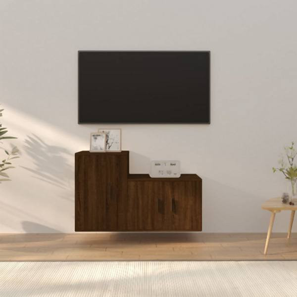vidaXL 2-tlg. TV-Schrank-Set Braun Eichen-Optik Holzwerkstoff, 3188397