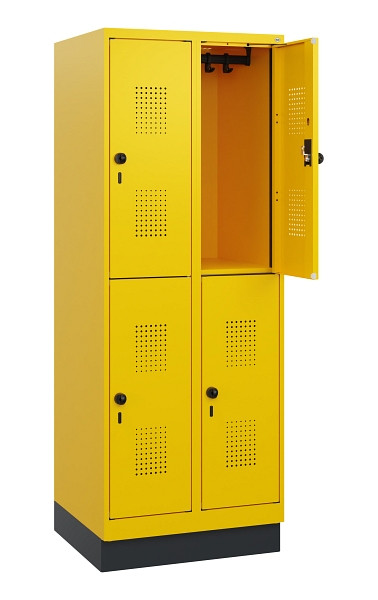 C+P Doppelstöckiger Spind Evolo PLUS, Sockel, 4 Fächer, 1630x600x500mm, 1023/102, Drehriegel, 0493205-20 S10027