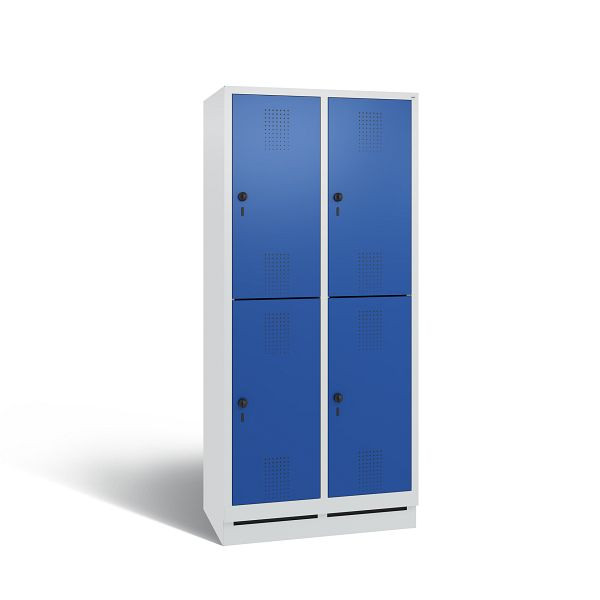 C+P Spind doppelstöckig Evolo, 2 Abteile, H1800xB810xT500 mm, Grau/Enzianblau, 48320-22 S10059