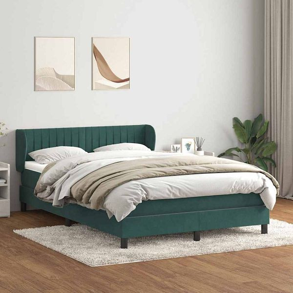 vidaXL Boxspringbett mit Matratze Dunkelgrün 160x220 cm Samt, 3317742