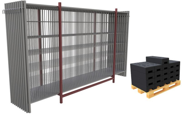 Schake Bauzaun-Set "Profi", bestehend aus: 20x Mobil-Bauzaun Profi 2,00x3,50 m verzinkt mit Haken und Ösen, BZ-20PROFI